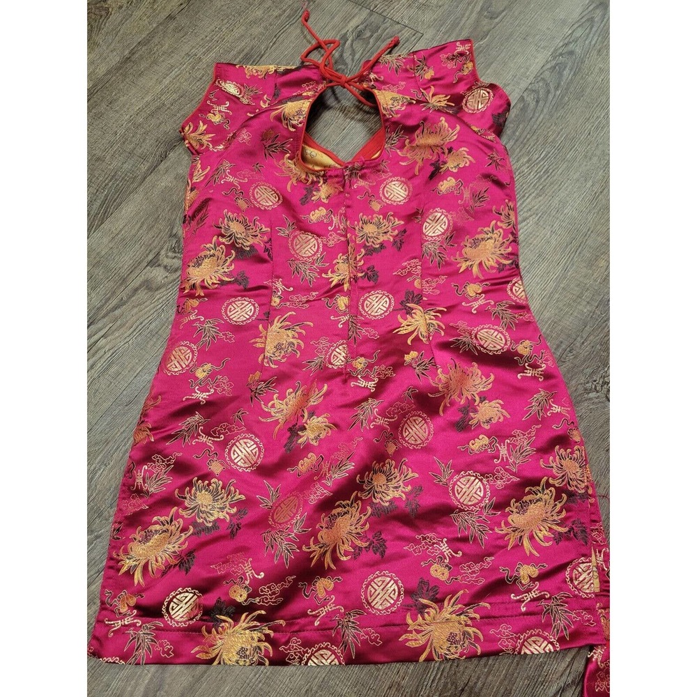 Asian Korean Chinese Traditional Red Satin-Like Small Women's Outfit Top Bottom - Picture 4 of 7